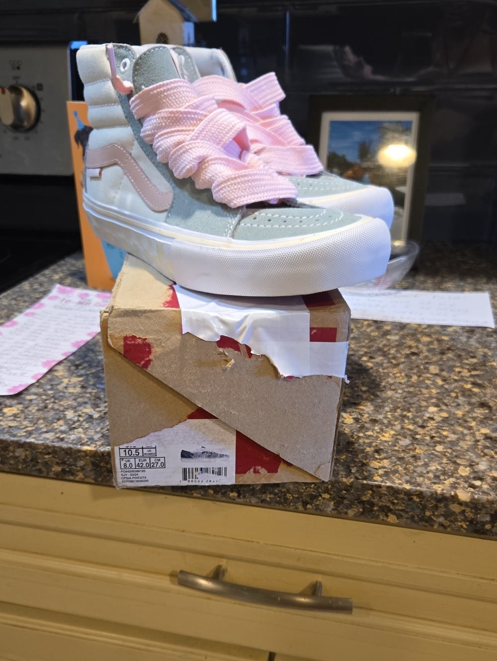 Vans High-Top Sneakers in Pink  Cream And Grey New W Box